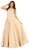 May Queen - MQ1688 Lovely Lace Tank Bow Accent Satin Long Dress In Neutral