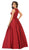 May Queen - MQ1688 Lovely Lace Tank Bow Accent Satin Long Dress In Red