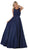 May Queen - MQ1688 Lovely Lace Tank Bow Accent Satin Long Dress In Blue