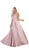May Queen - MQ1688 Lovely Lace Tank Bow Accent Satin Long Dress In Purple
