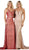May Queen - MQ1689 Beaded Plunging Illusion Inset Gown In Red and Pink