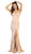 May Queen - MQ1690 Deep V-neck Trumpet Dress In Pink