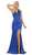 May Queen - MQ1690 Deep V-neck Trumpet Dress In Blue