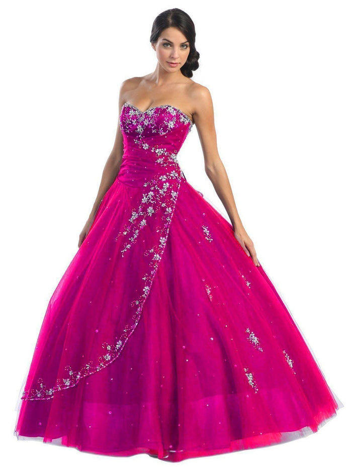 Floral Jeweled Sweetheart Formal Ballgown