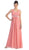 V-Neck Crystal Ornate Empire Waist  A-Line Evening Dress