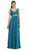 V-Neck Crystal Ornate Empire Waist  A-Line Evening Dress