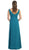 V-Neck Crystal Ornate Empire Waist  A-Line Evening Dress