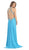 May Queen - High Halter Keyhole Cutout Prom Gown in Blue
