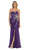 May Queen - Fashionable Embellished Strapless Ruched Bodice Long Dress in Purple