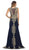 Gilded Sheer Jewel Sheath Evening Dress