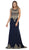 Gilded Sheer Jewel Sheath Evening Dress