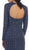 May Queen - RQ7439 Long Sleeve Open Back Evening Dress in Blue