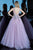 Jovani - 67459 V-Neck Tulle Long A-line Dress In Purple