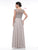Marsoni By Colors - MV1002 Fully Beaded Top Faille A-Line Gown In Gray and Neutral