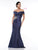 Marsoni By Colors - MV1003 Off Shoulder Jewel Accented Mermaid Gown In Blue