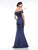 Marsoni By Colors - MV1003 Off Shoulder Jewel Accented Mermaid Gown In Blue