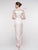 Marsoni By Colors - MV1004 Jewel Beaded Shoulders Satin Column Gown In Pink