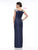 Marsoni By Colors - MV1004 Jewel Beaded Shoulders Satin Column Gown In Blue