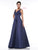 Marsoni By Colors - MV1009 Sleeveless V-Neck Long Satin Gown In Blue