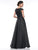 Marsoni By Colors - MV1015 Embellished V-neck Jacquard Ballgown In Black