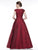 Marsoni By Colors - MV1015 Embellished V-neck Jacquard Ballgown In Red