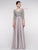 Marsoni By Colors - MV1016 Beaded V Neck A-Line Faille Gown In Silver