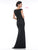 Marsoni By Colors - MV1019 Cap Sleeve Beaded Lace Sheath Gown In Black