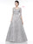 Marsoni By Colors - MV1020 Sequined Quarter Length Sleeve A-line Gown In Silver