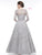 Marsoni By Colors - MV1020 Sequined Quarter Length Sleeve A-line Gown In Silver