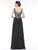 Marsoni By Colors - MV1021 Embroidered V-neck A-line Dress In Black and Silver