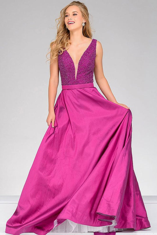 V Neck Embellished  Floor Length Ballgown 40712