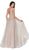 Cinderella Divine - CJ520 Jewel Studded Lace Plunging Bodice Gown In Pink