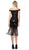 Jovani - 63636 Sequined Off-Shoulder Fringe Sheath Dress In Black