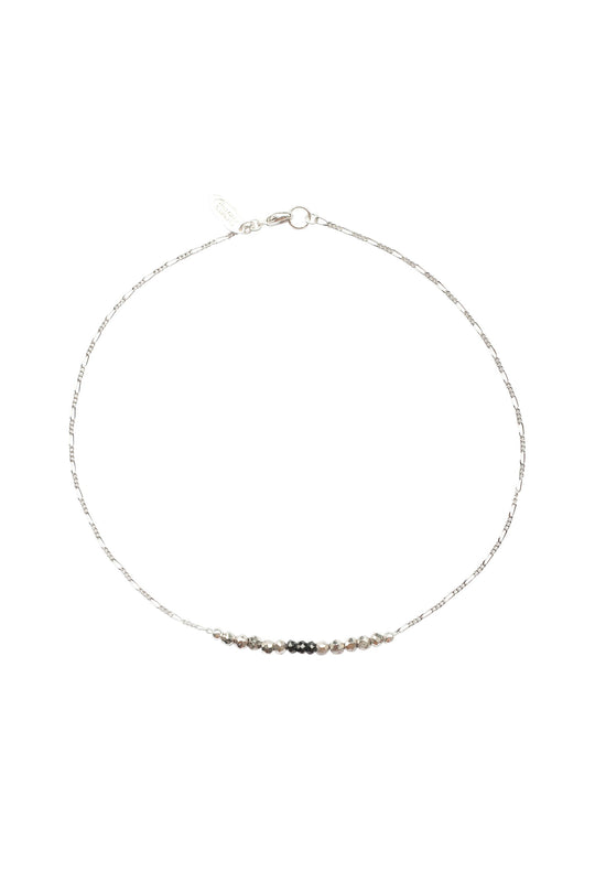 Mermaid Gemstone Kids Necklace in Gunmetal & Onyx