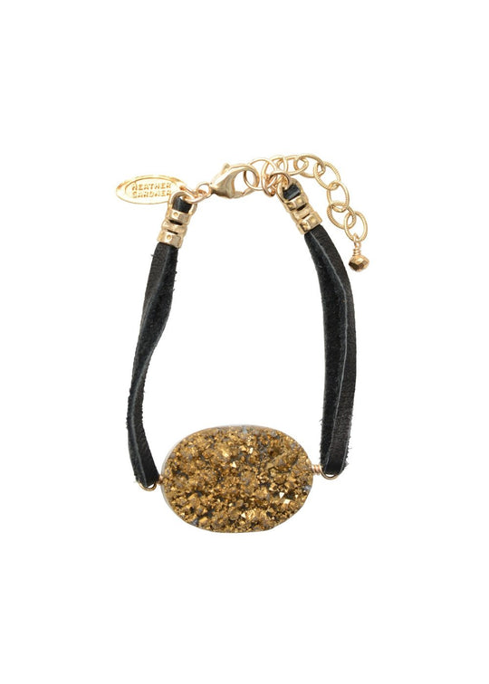 Metallic Crush Druzy Leather Bracelet