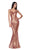 Cinderella Divine - CK848 Bedazzled V-neck Mermaid Dress In Pink and Gold