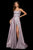 Sherri Hill - 53118 Glittery Scoop Long Dress with Slit In Pink and Silver