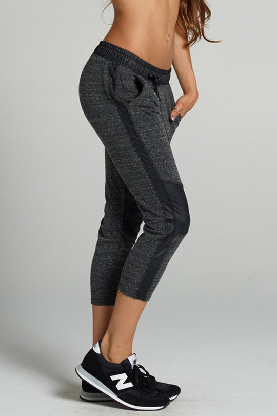 Michelle Cropped Moto Jogger With Leather