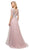 Cinderella Divine - U101 Beaded Lace Bateau A-line Dress With Train In Pink