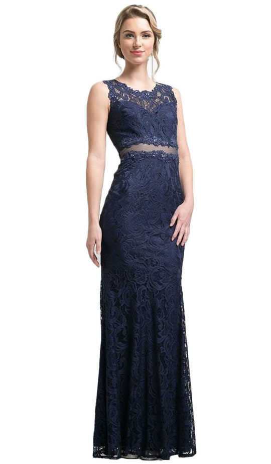 Floral Lace Mock Two-Piece Sheath Long Formal Dress