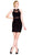 Cinderella Divine - Lace Appliqued Illusion Midriff Sheath Short Formal Dress