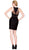 Cinderella Divine - Lace Appliqued Illusion Midriff Sheath Short Formal Dress
