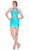 Cinderella Divine - Lace Appliqued Illusion Midriff Sheath Short Formal Dress