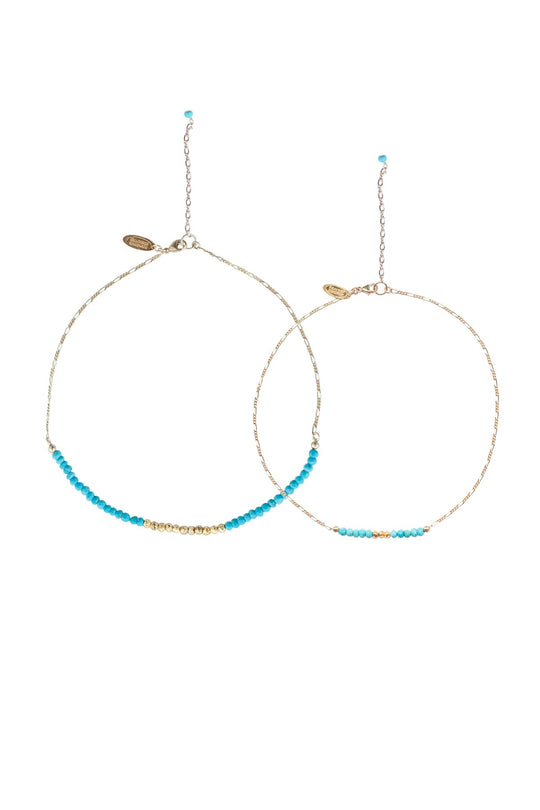 Mermaid Gemstone Necklace Mommy & Me Set in Gold w/Turquoise