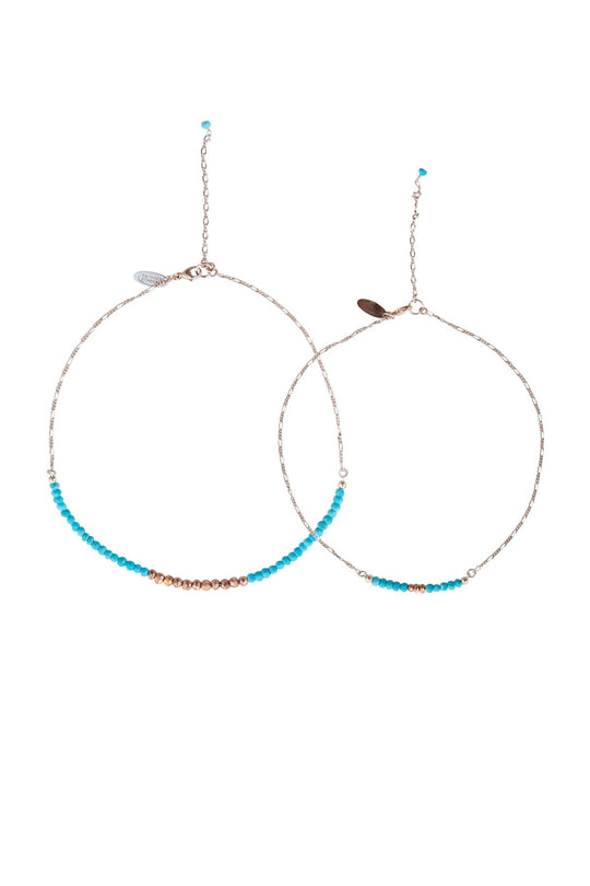 Mermaid Gemstone Necklace Mommy & Me Set in Rose Gold w/Turquoise