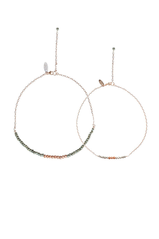 Mermaid Gemstone Necklace Mommy & Me Set in Rose Gold w/Onyx