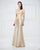 Montage by Mon Cheri - 217955 Quarter Sleeve Lace Mikado Evening Gown  in Neutral