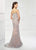 Montage by Mon Cheri - 118961 Strapless Lace Sheath Gown In Silver and Neutral