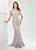 Montage by Mon Cheri - 118961 Strapless Lace Sheath Gown In Silver and Neutral