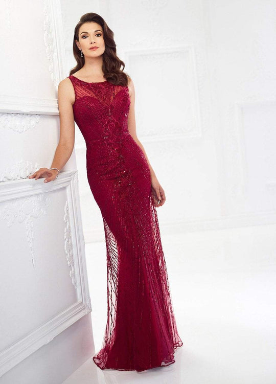 Mon Cheri Sleeveless Embroidered Tulle Gown 118963
